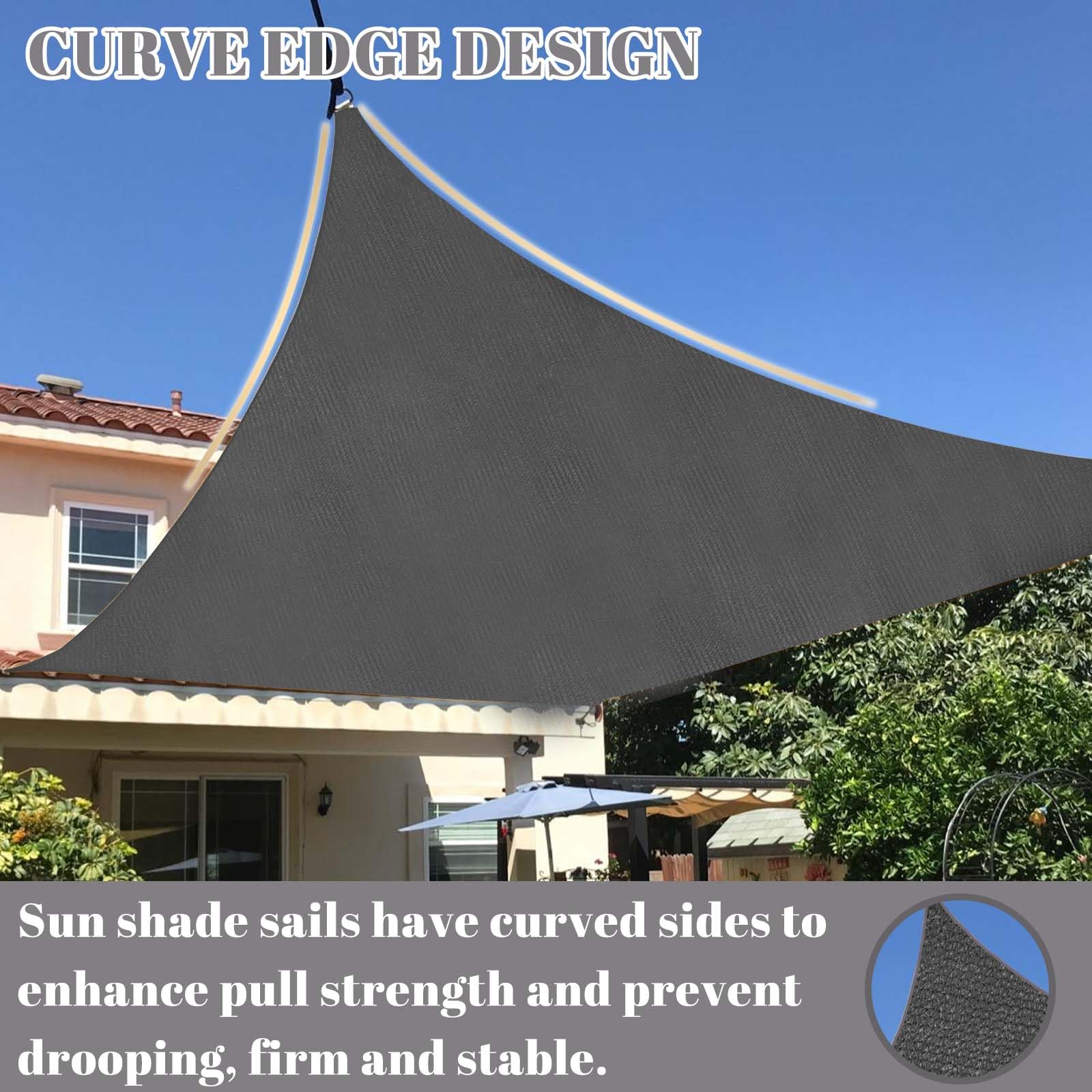 Cool Area sun shade sail in garden for reliable UV protection