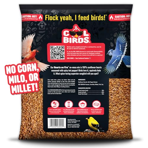 Cool Birds Hearts on Fire bag back shows 10 lb packaging