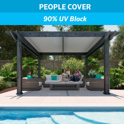 Coolaroo breathable shade fabric for pergolas promotes airflow while reducing sun exposure.
