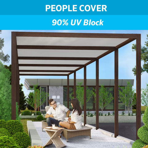 Coolaroo tear-resistant HDPE shade fabric stands up to wind and rain for outdoor use.