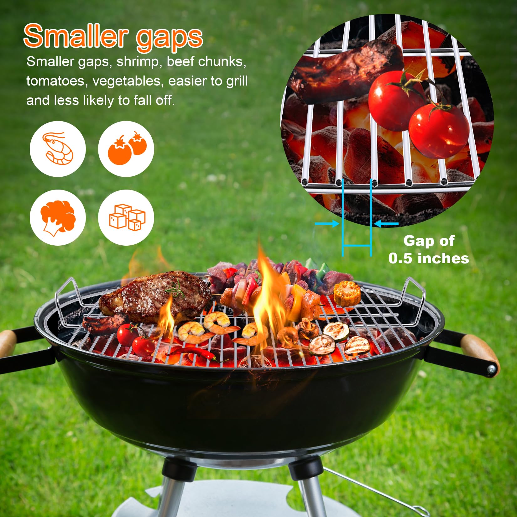 Coolbird 2nd Gen grate built-in handles for easy fueling during grilling