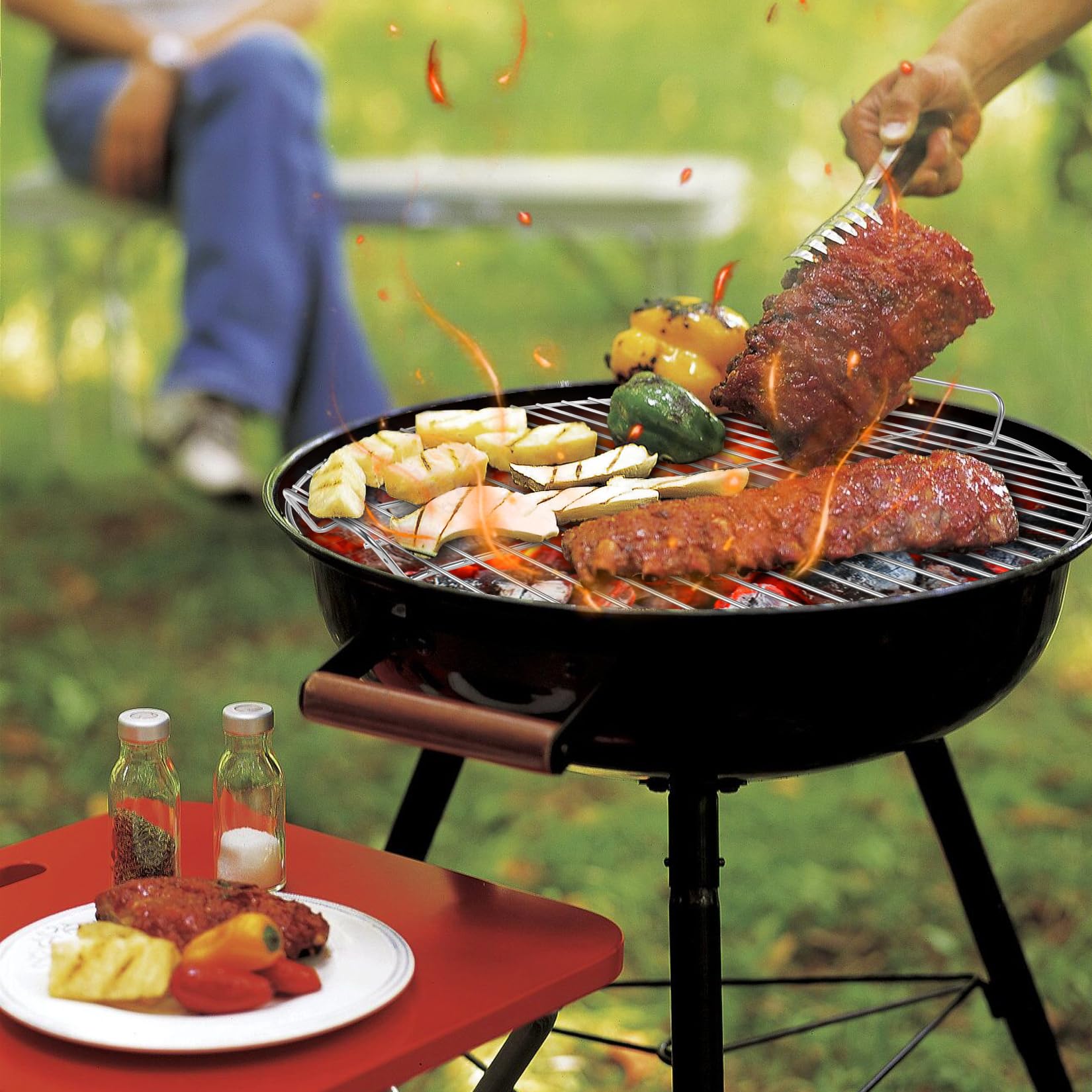 Coolbird heavy-duty plated steel grate provides sturdy support for even cooking over long sessions.