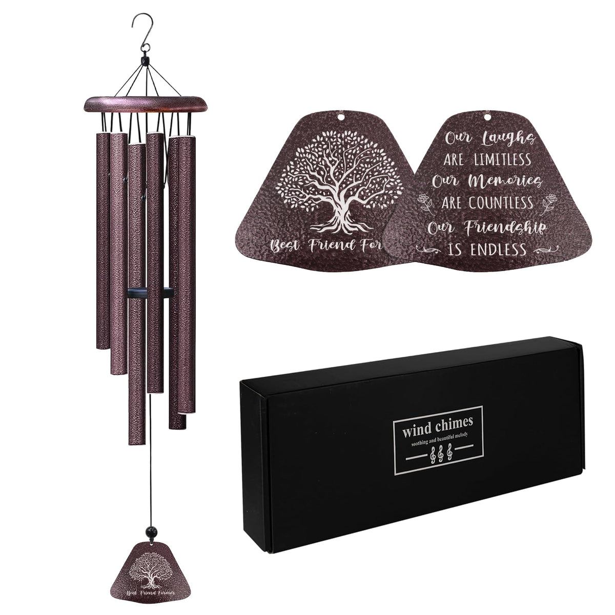Coolertaste bestie wind chime 32in close-up shows rich tones for outdoor relaxation