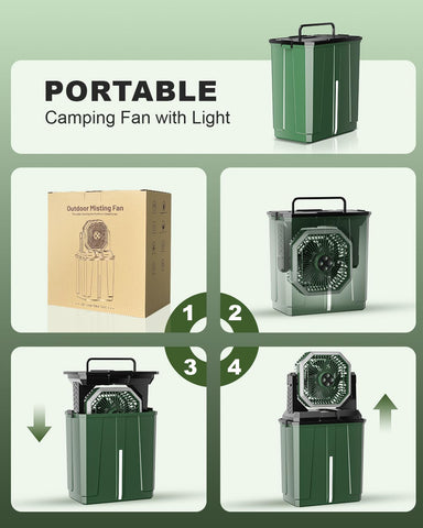Coolice fan with three wind speeds for customizable outdoor cooling.