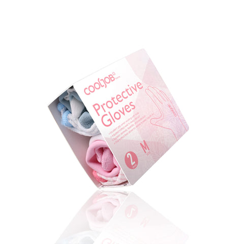 Bright blue and pink COOLJOB gloves help you locate them quickly in the yard.