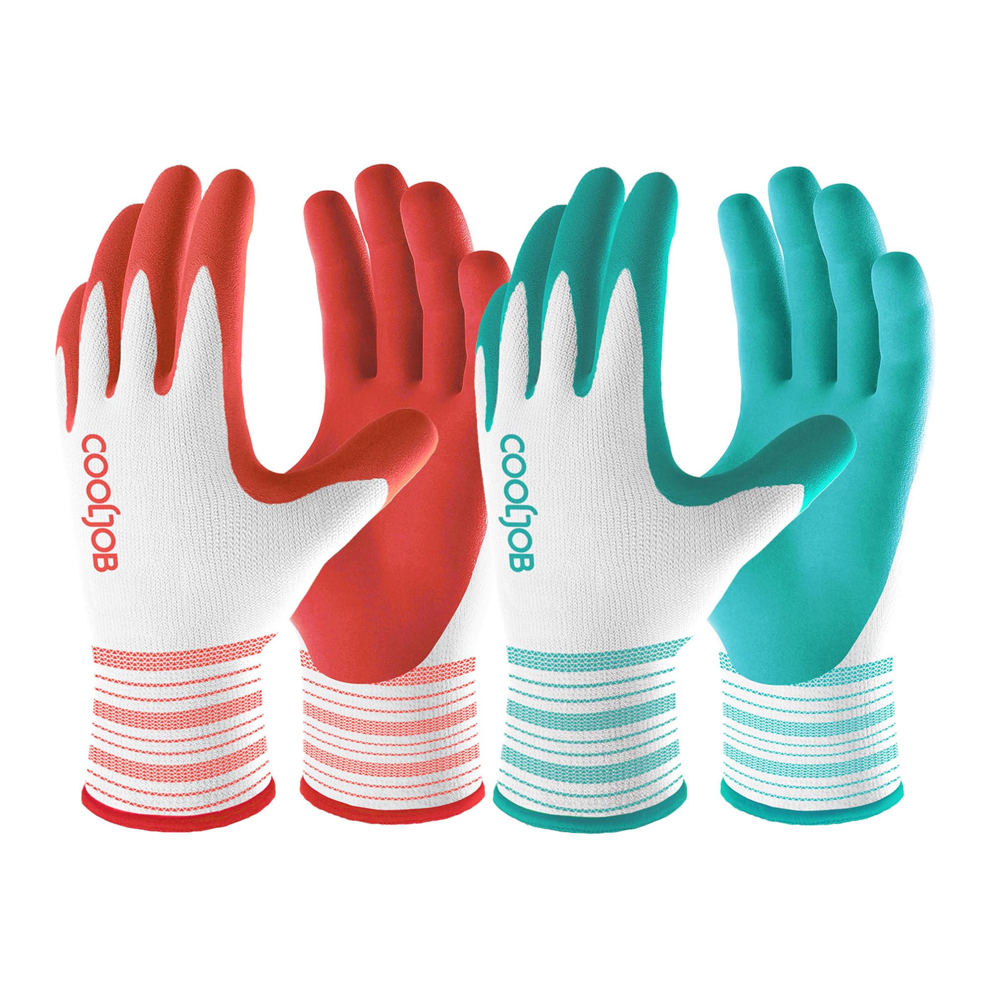 COOLJOB garden gloves for women in red-green pack, comfortable fit for garden tasks