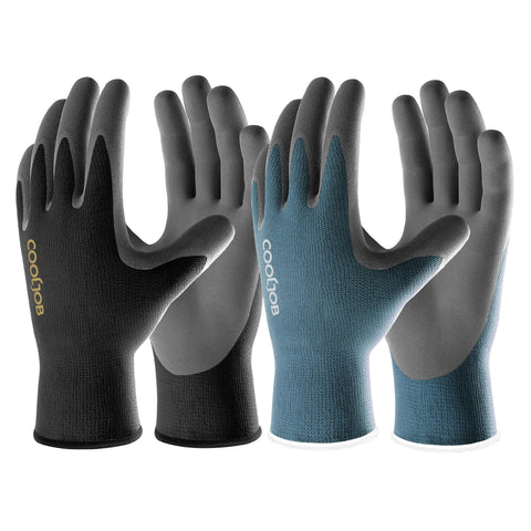 COOLJOB gardening gloves for men, large, black and blue, breathable and comfortable.