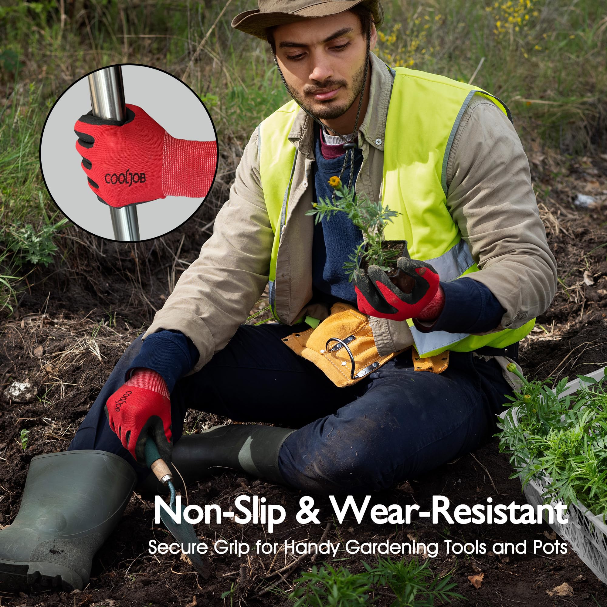COOLJOB gloves come in a two-pair pack with distinct colors for different tasks.