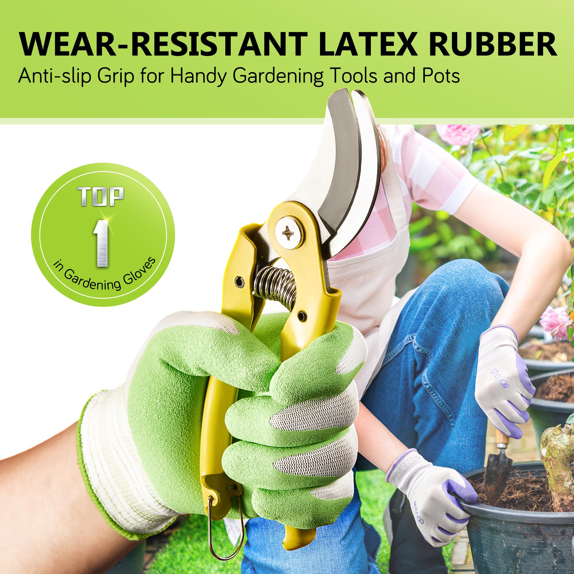 COOLJOB gloves with durable foamed latex coating withstand extended yard tasks.