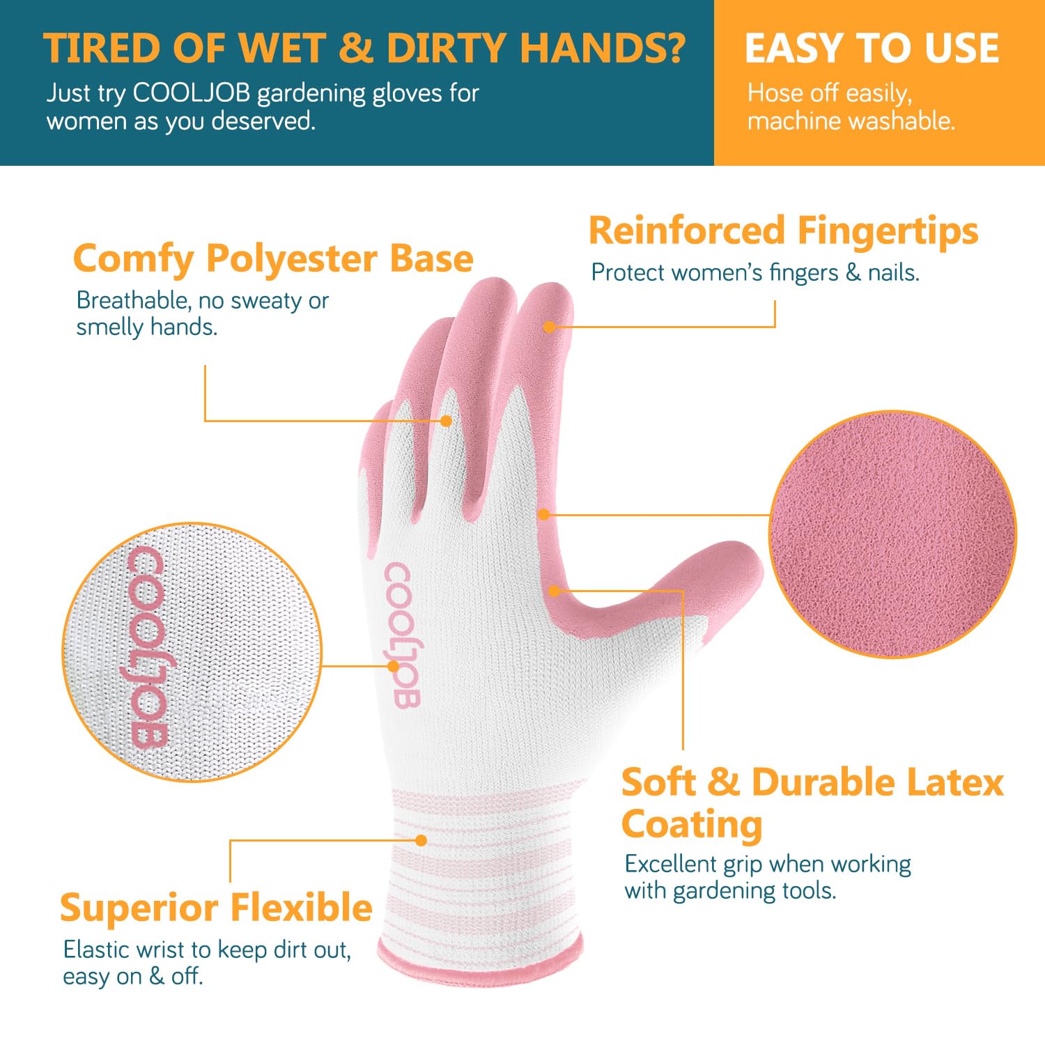 COOLJOB gloves with foam latex coating for a secure non-slip grip