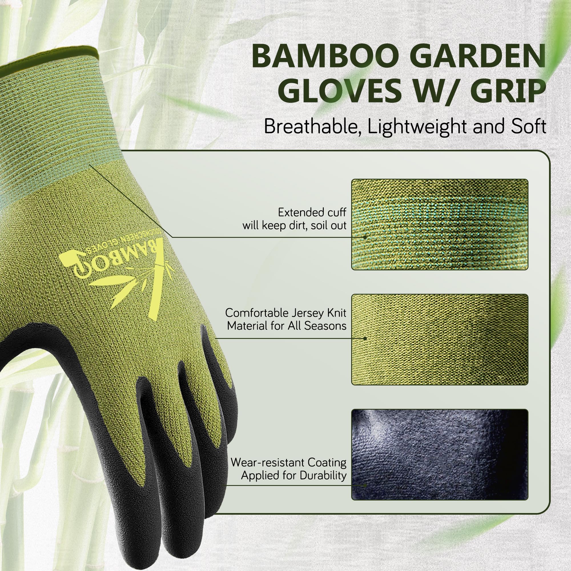 COOLJOB nitrile coated gloves offer secure grip for tools and soil