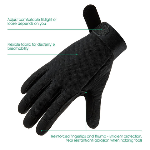 CoolJOB touchscreen-friendly gloves with fingertip access for devices while gardening.