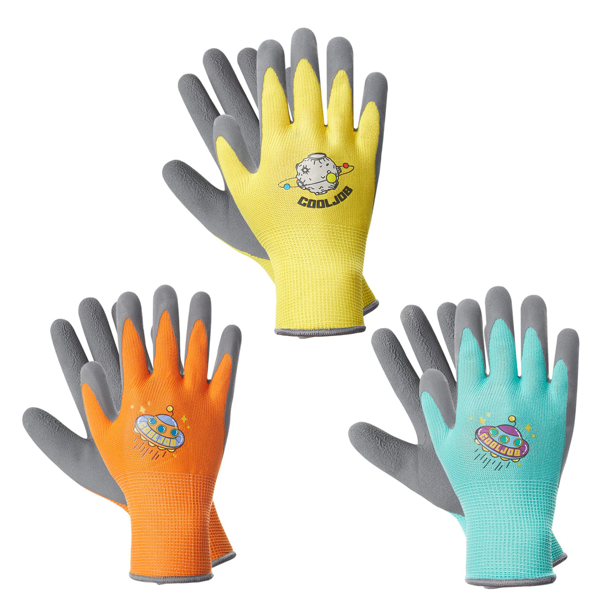 COOLJOB kids gardening gloves with colorful patterns for safe outdoor play