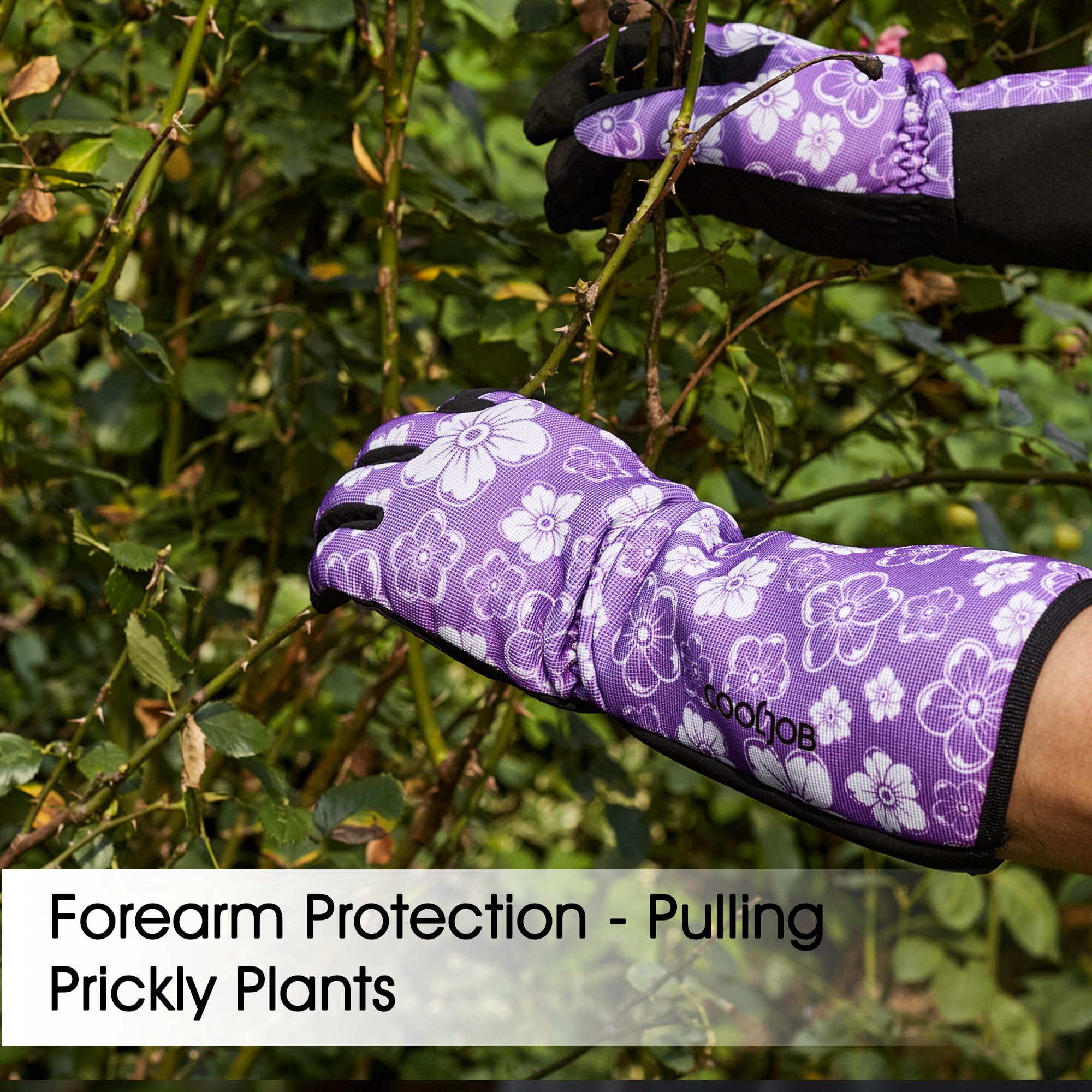 CoolJOB floral pattern gloves offer visible protection for gardening tasks