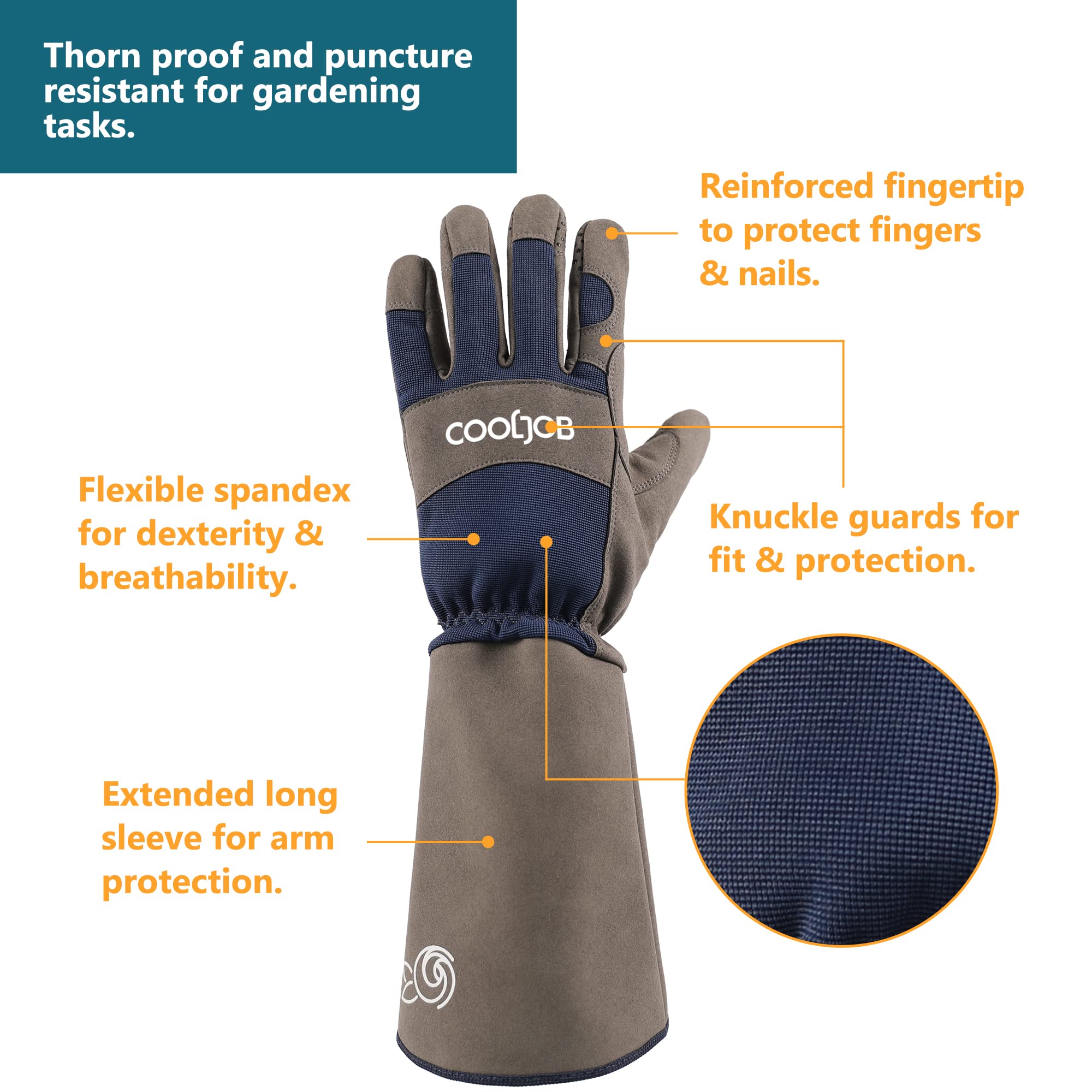 CoolJob puncture-resistant durable gloves suitable for thorny plants.
