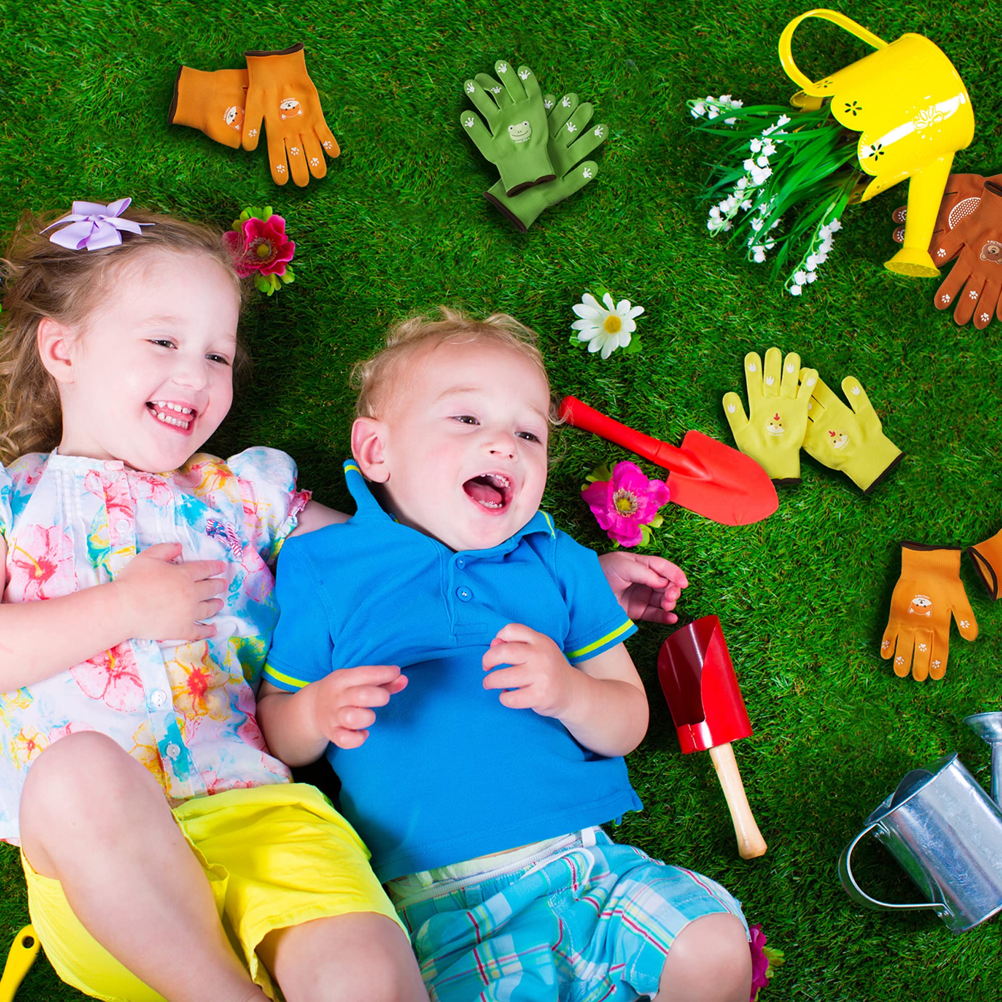COOLJOB green frog design gloves ready for yard adventures.