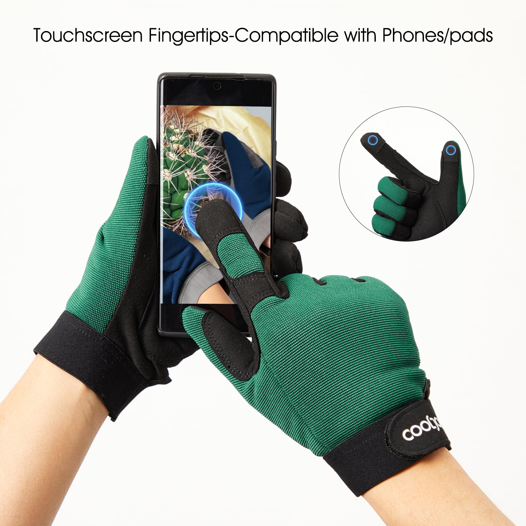 COOLJOB gloves with adjustable Velcro wrist secure a snug fit.