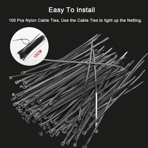 Coolrunner netting shown with 100 cable ties for easy installation.
