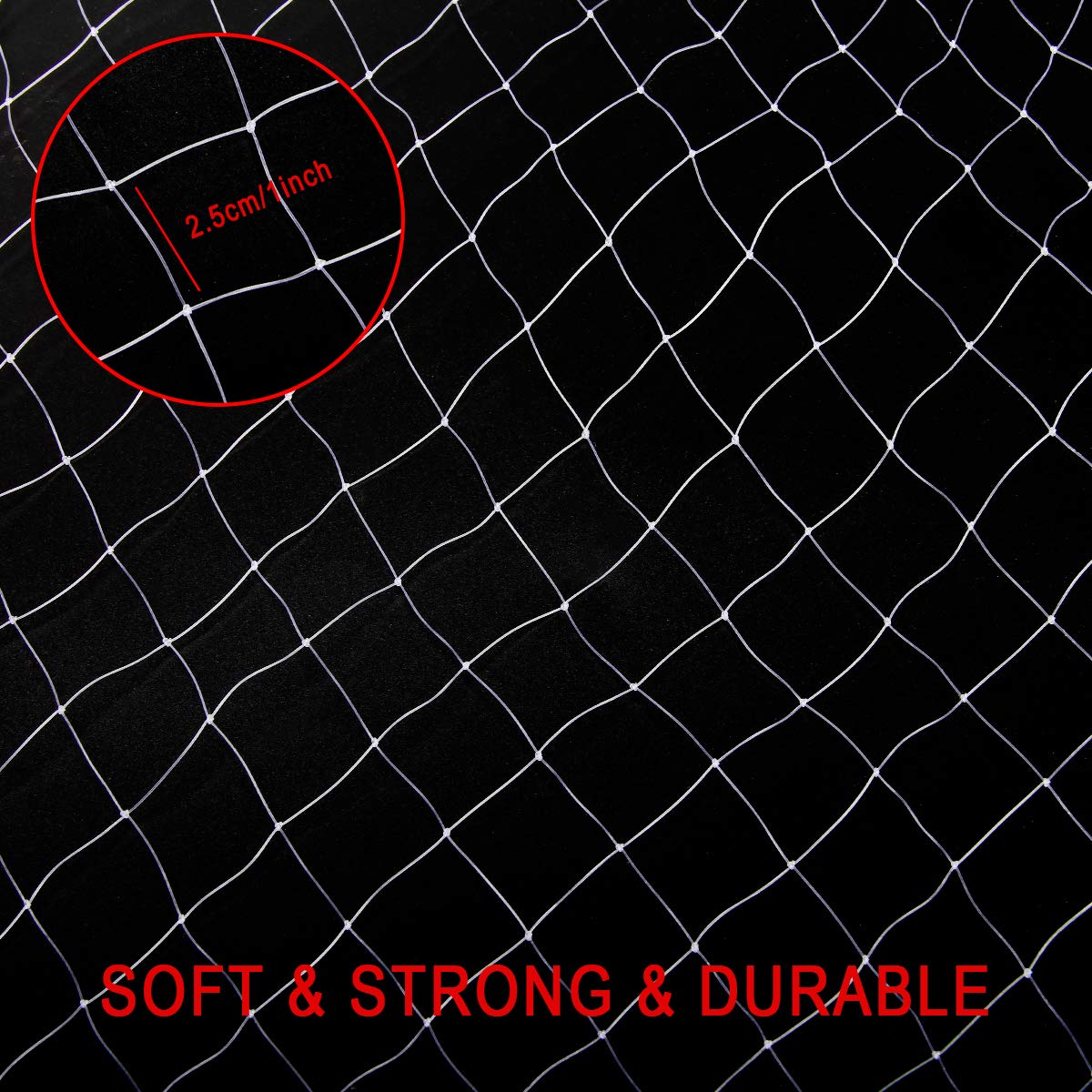 Coolrunner clear mesh garden netting over berries to deter wildlife.