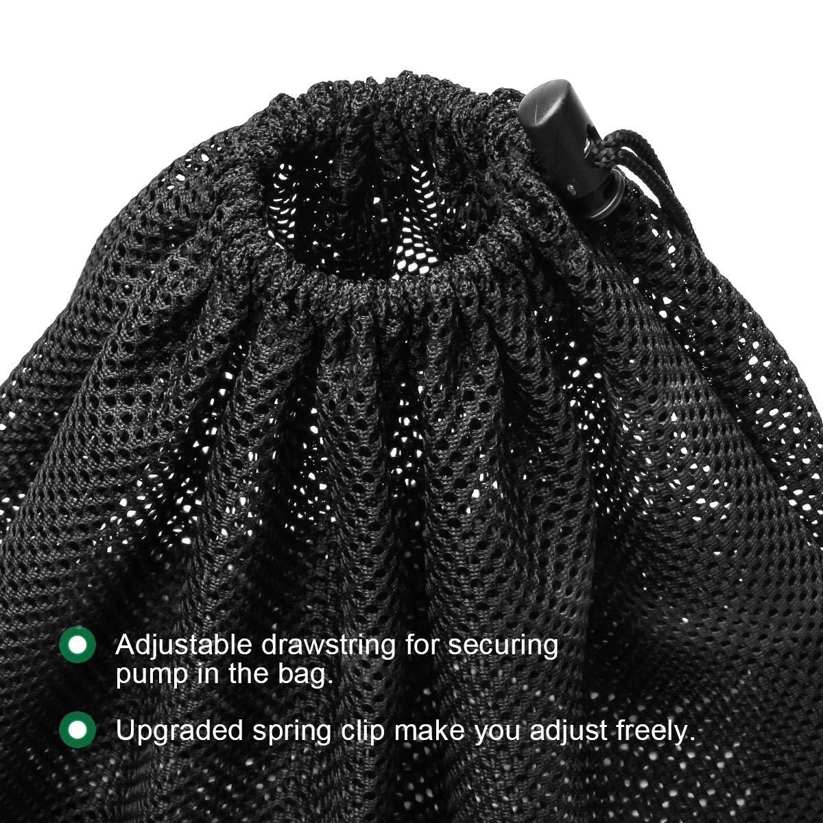 Coolrunner drawstring-secured bag for quick pump setup