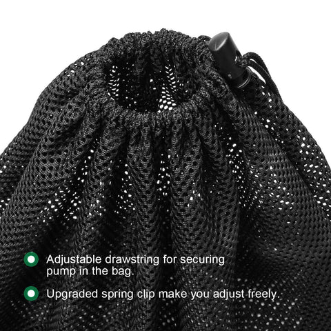 Coolrunner drawstring-secured bag for quick pump setup