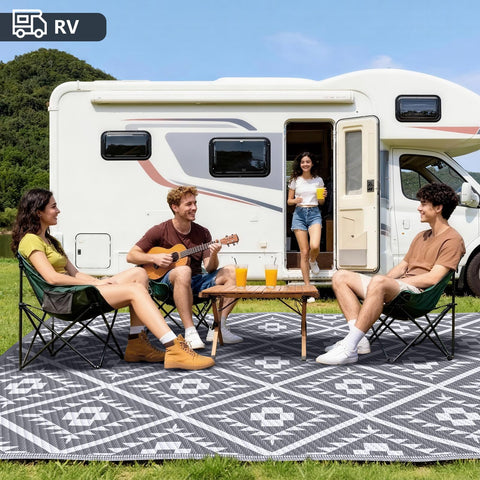 CoolTop 9x12 rug suited for RV camping and backyard gatherings.