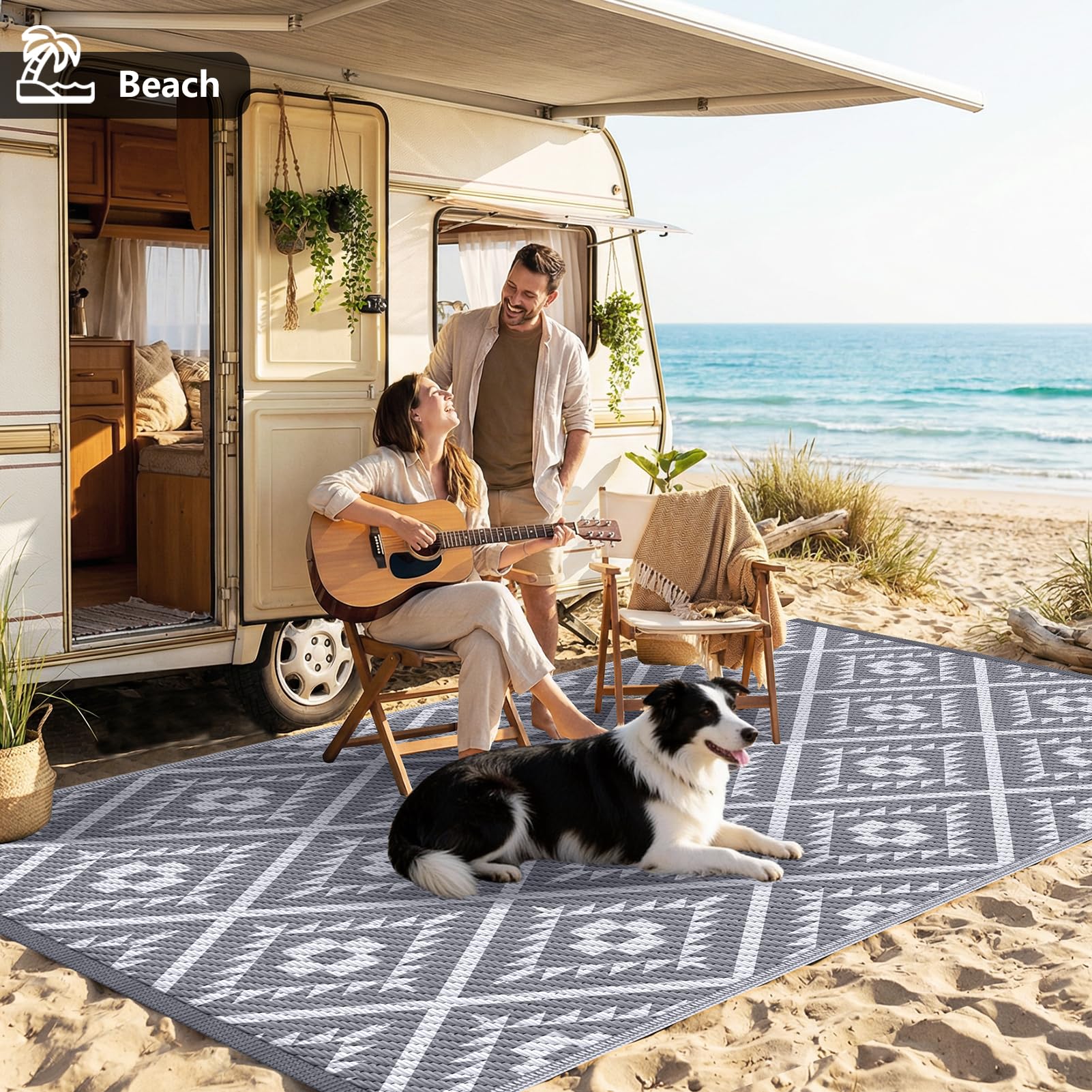 CoolTop patio-deck use rug set up for lounging and entertaining outdoors.
