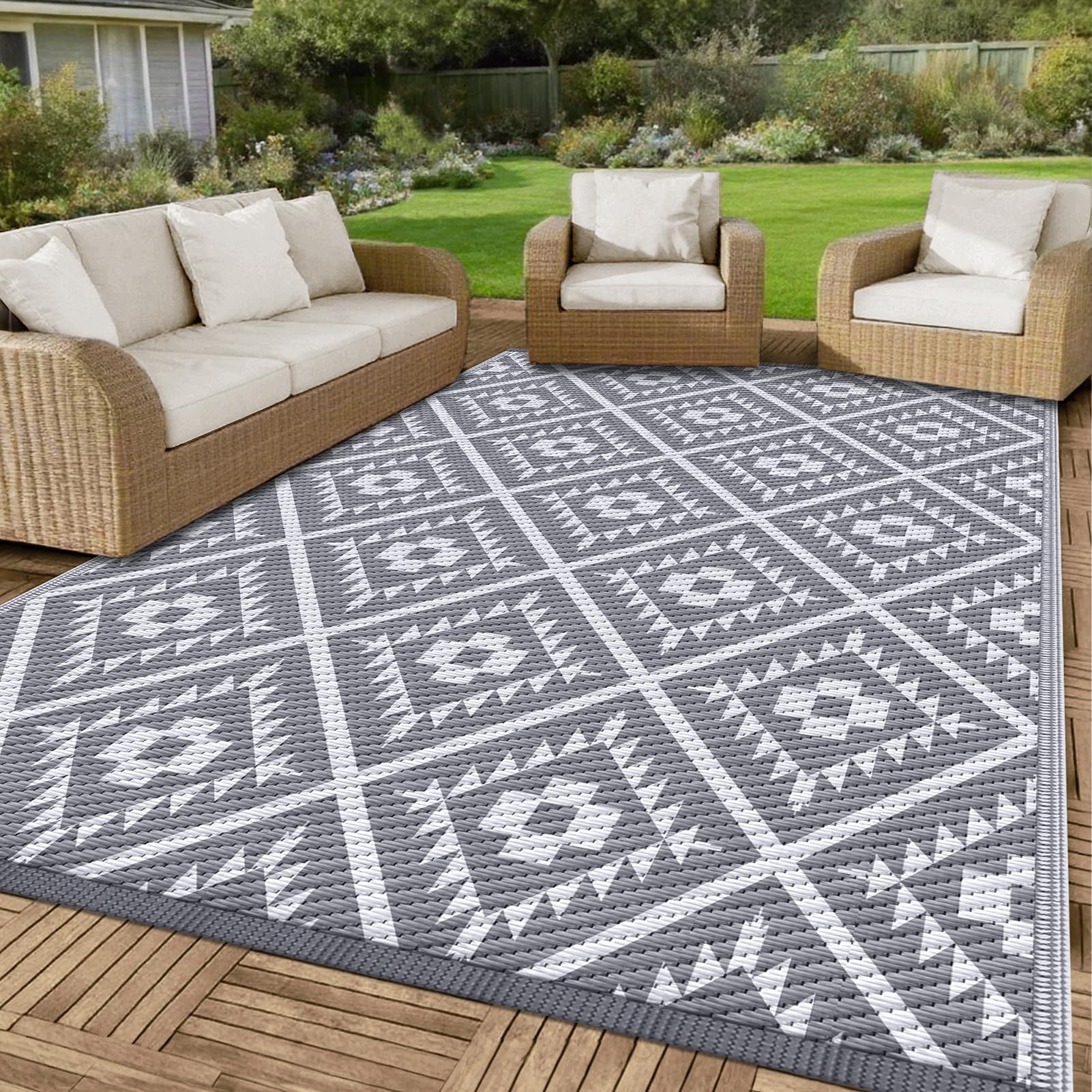 CoolTop waterproof patio mat in use on a deck, ready for spills and rain.
