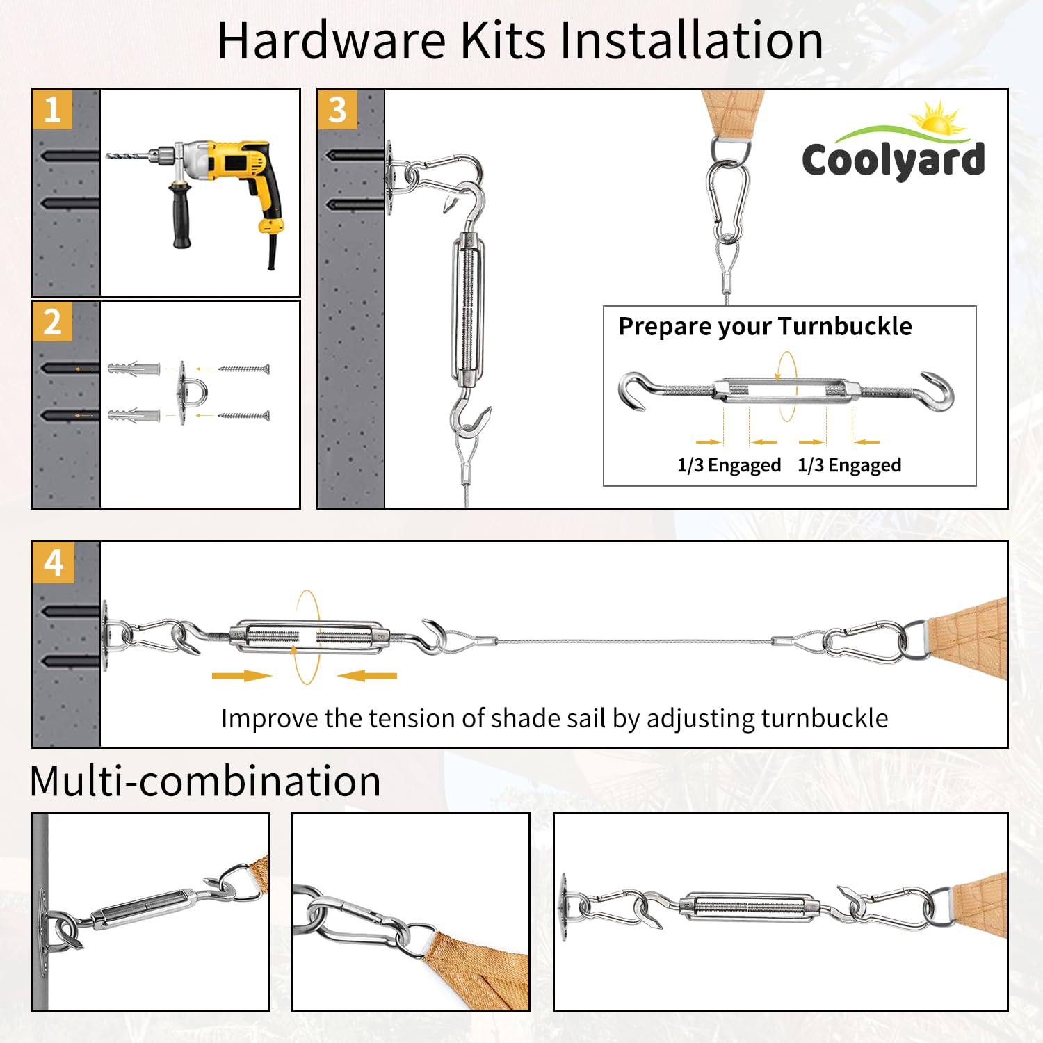 COOLYARD 304 stainless steel parts resist rust for long-lasting use.