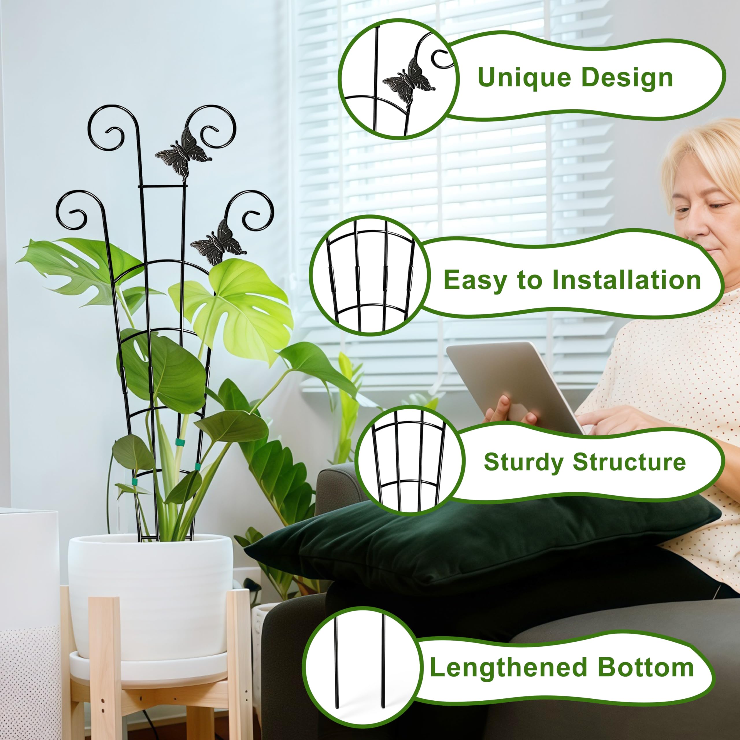 Coomin trellis connectable sections enable height customization for plants.
