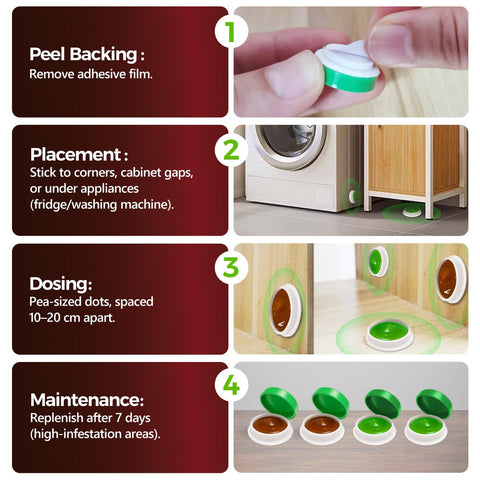 COOMLY long-lasting roach control providing weeks of activity in home.