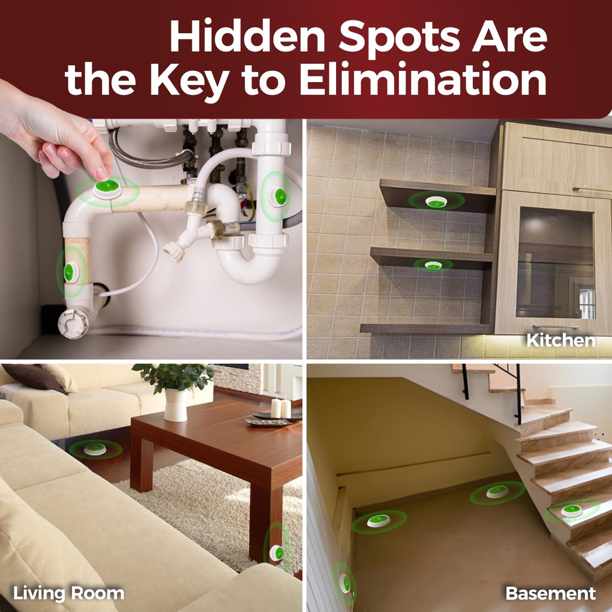 COOMLY roach killer gel stations in bathrooms and storage areas for discreet control