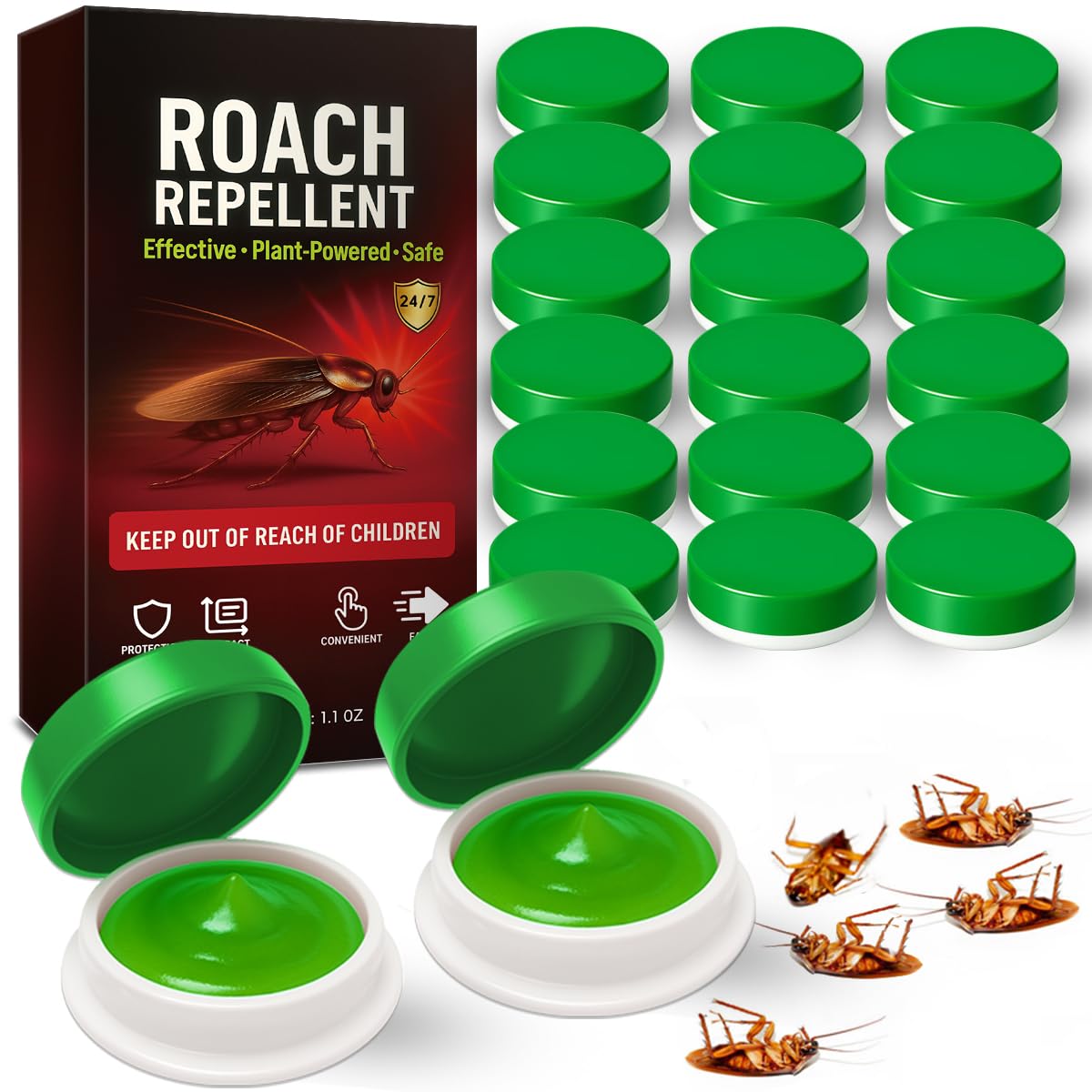 COOMLY roach killer gel stations close-up of pea-sized bait dots attracting roaches