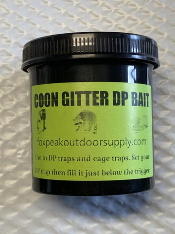 Coon Gitter Bait trap placement shows targeting raccoons along travel lanes.
