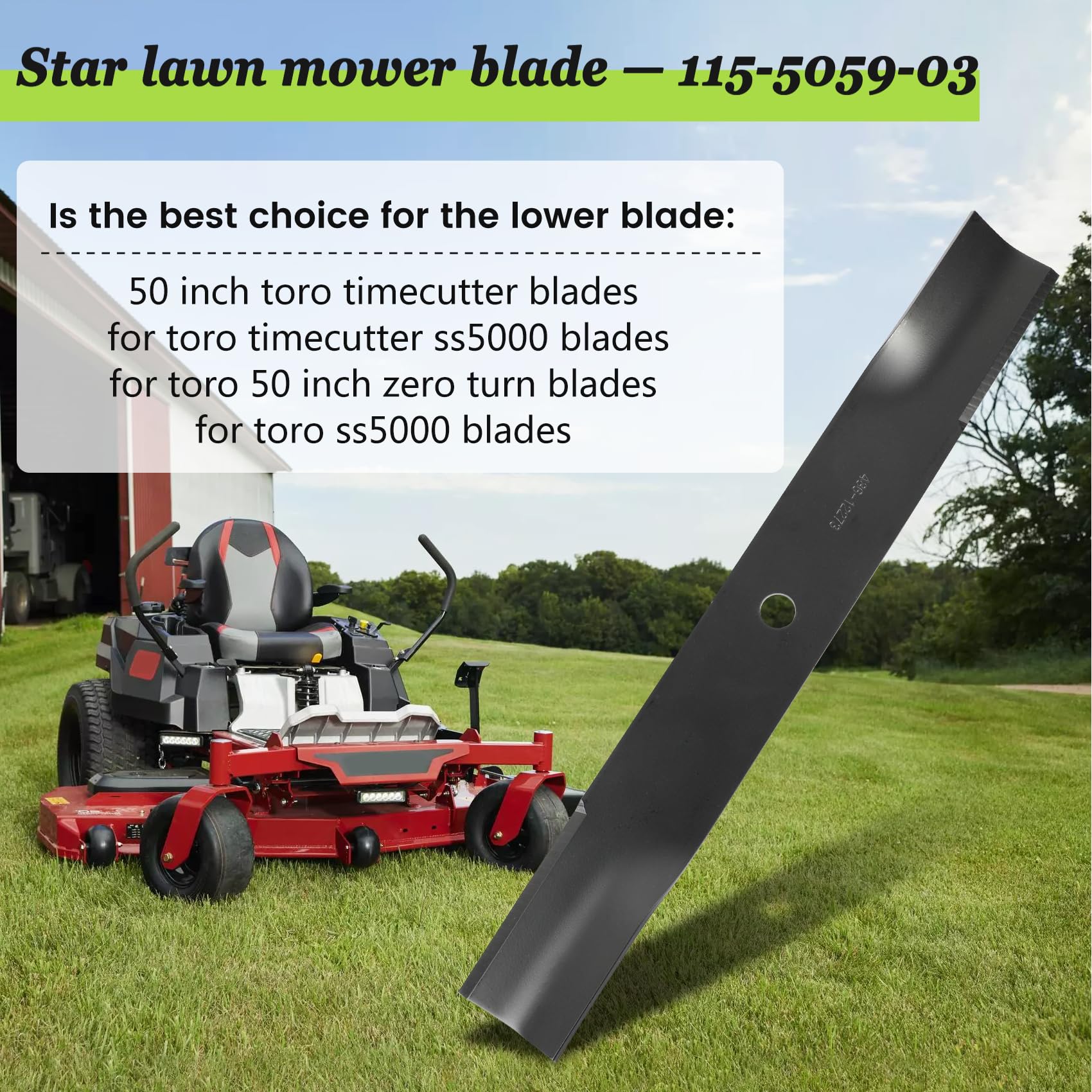 Cooouds 115-5059-03 blade compatibility list—covers many Toro models.