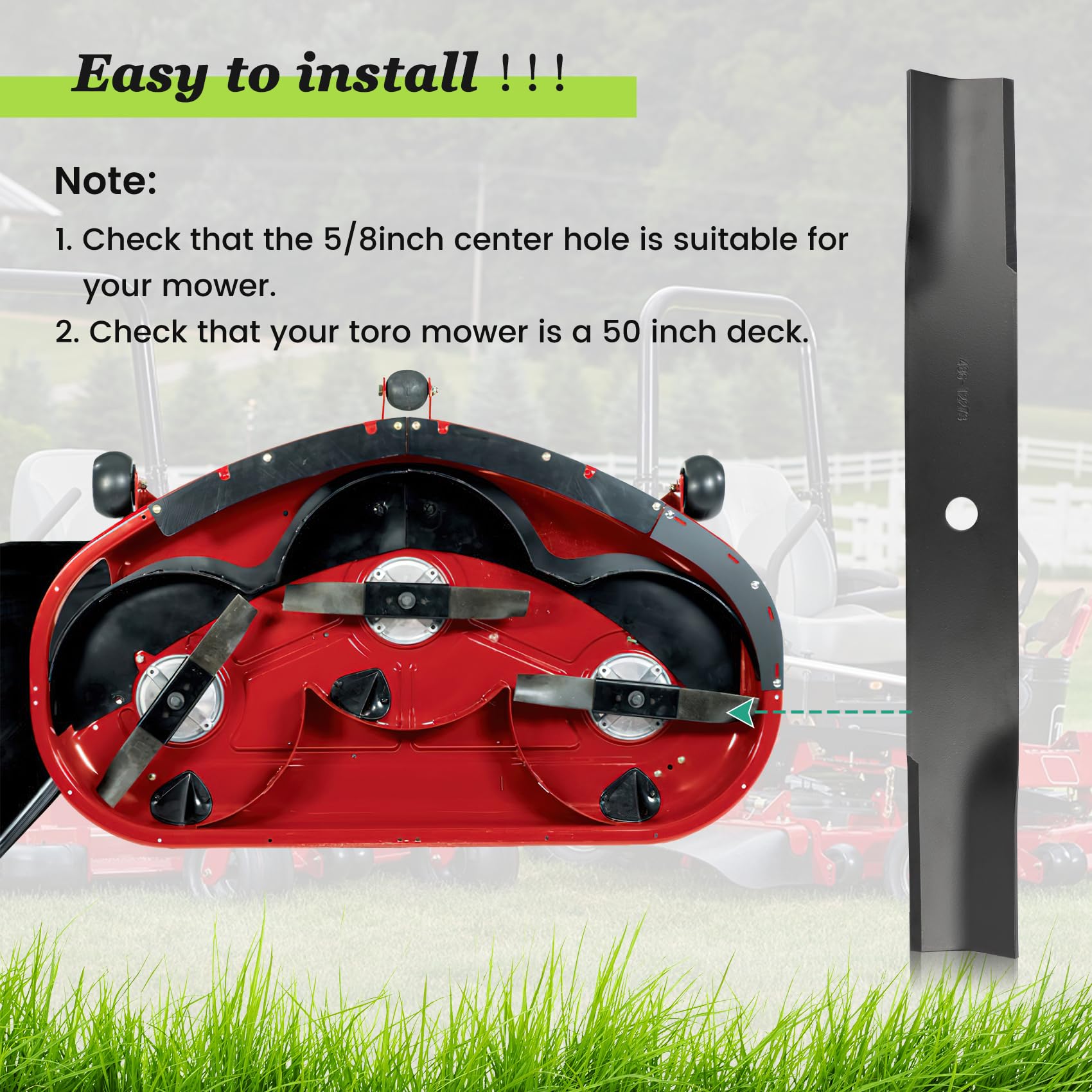 Cooouds 115-5059-03 blade on mower assembly—easy swap and install.