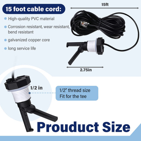 Cooouds GLX-FLO-RP flow switch 15 ft cable for flexible routing near equipment