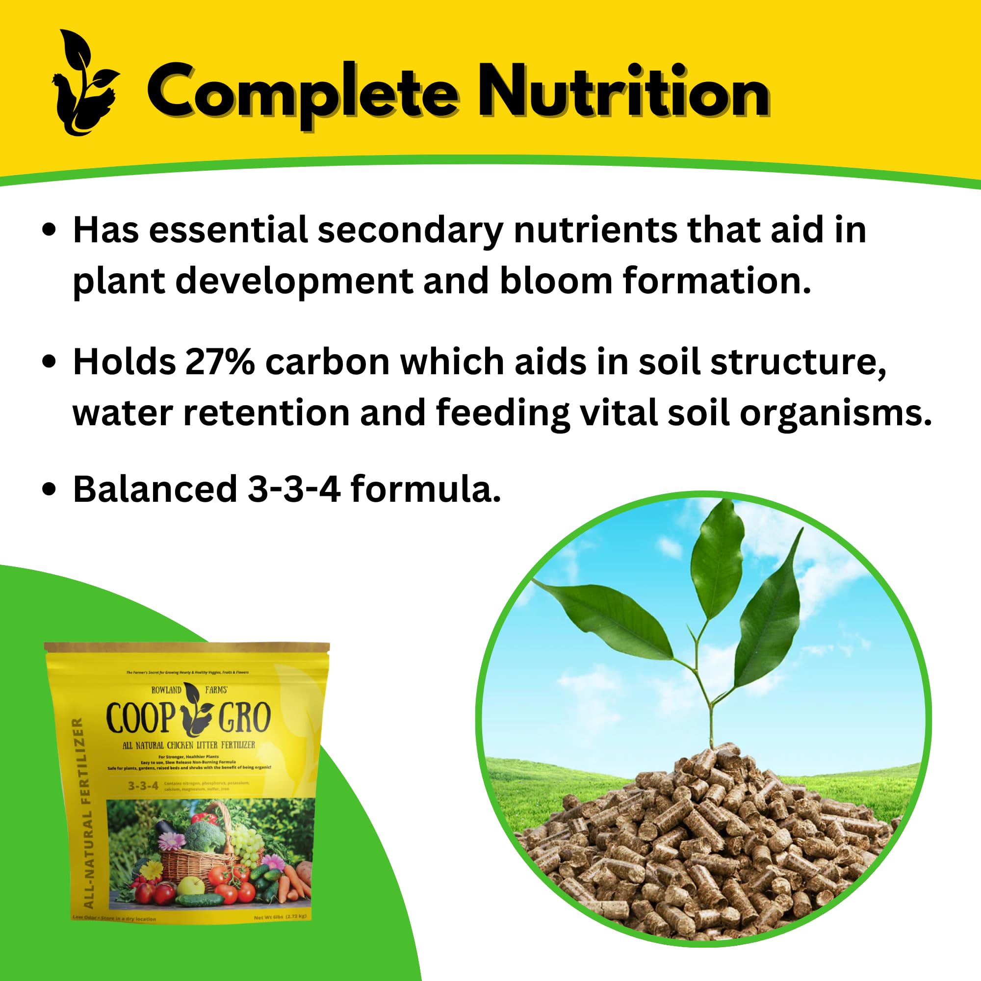 COOP GRO flower bed boost with organic fertilizer supporting blooms and soil structure.