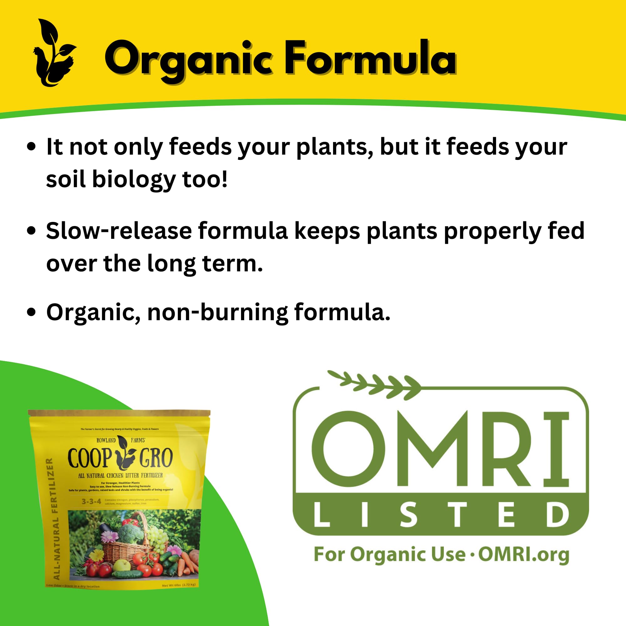 COOP GRO pets-safe, low-odor formula suitable for use around children and pets.