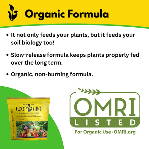 COOP GRO pets-safe, low-odor formula suitable for use around children and pets.