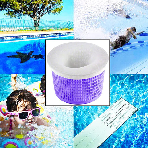 Coopache sock in use on an above-ground pool skimmer basket