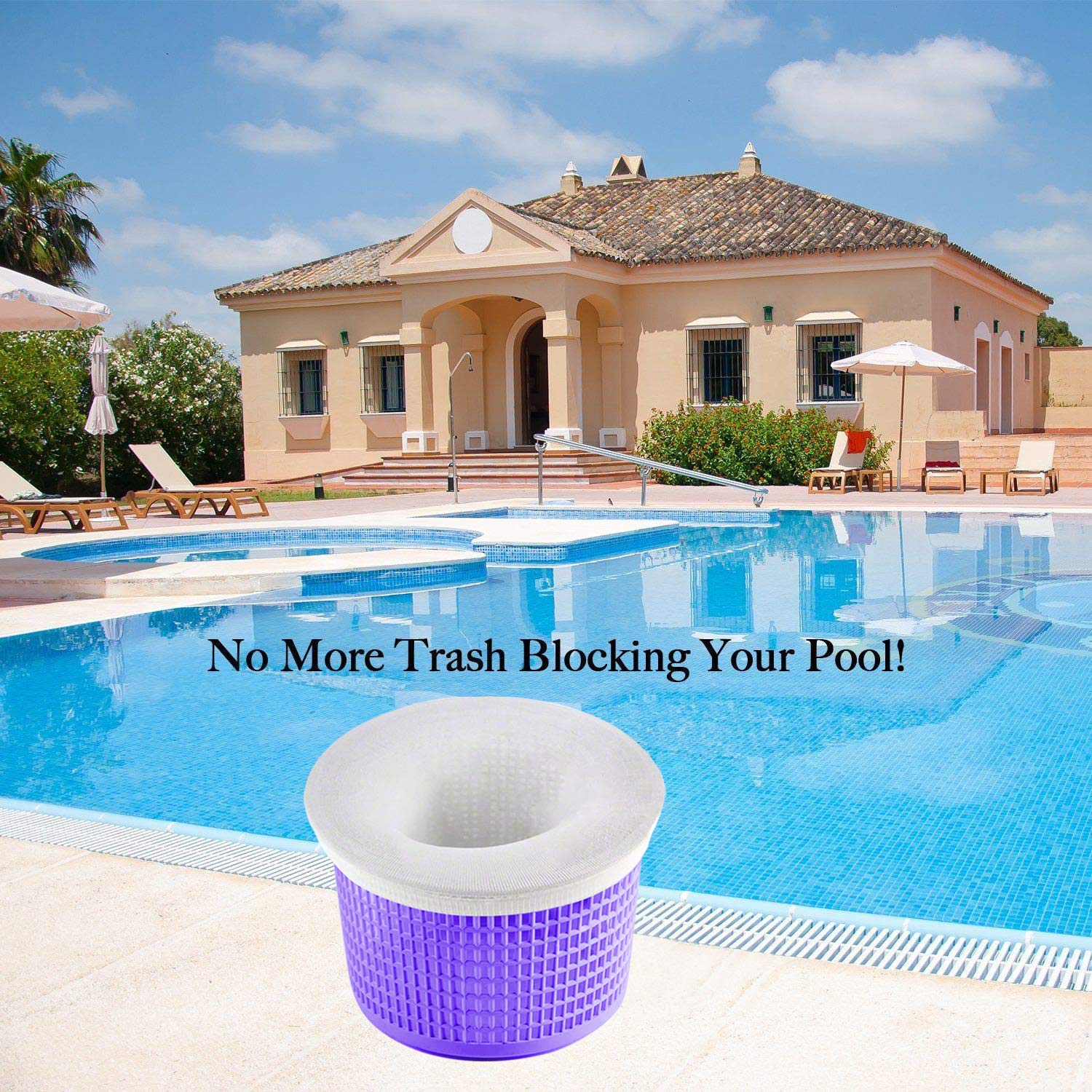 Coopache sock in use on an in-ground pool skimmer basket
