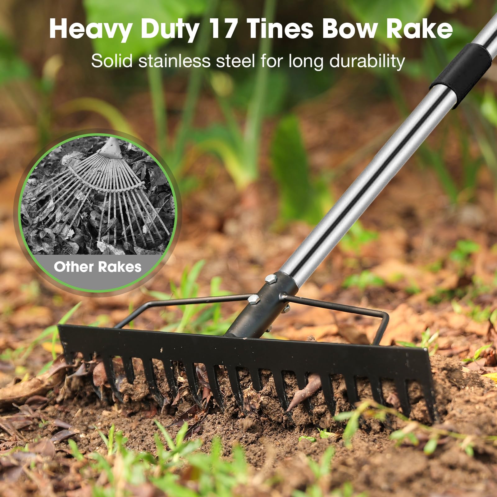 Coopvivi 17-inch wide rake head covers more debris