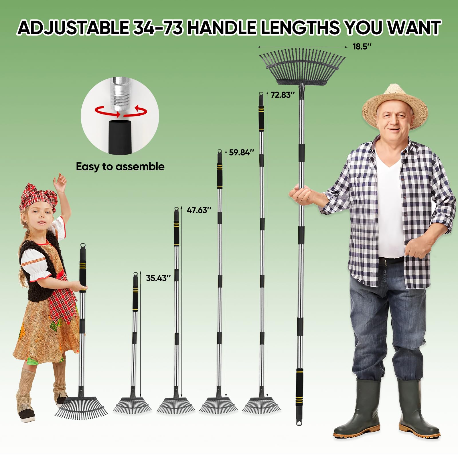 Coopvivi adjustable-detachable-handle shows versatile height and easy storage