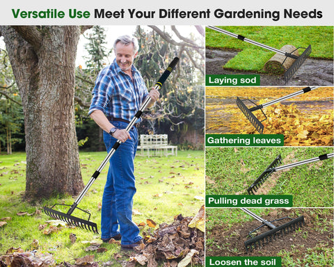 Coopvivi garden rake in action during seasonal cleanup