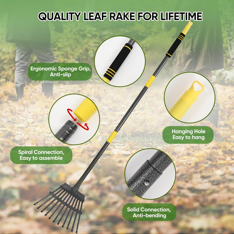 Coopvivi heavy-duty foldable rake ideal for travel and storage