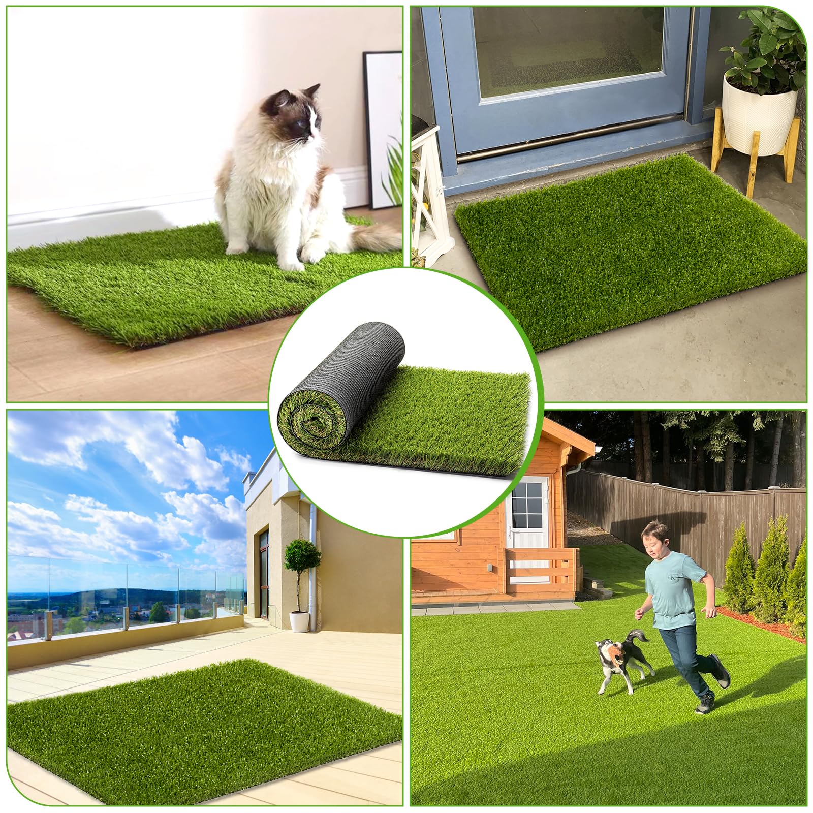 CooRug artificial grass easy clean surface can be rinsed with soap and water.