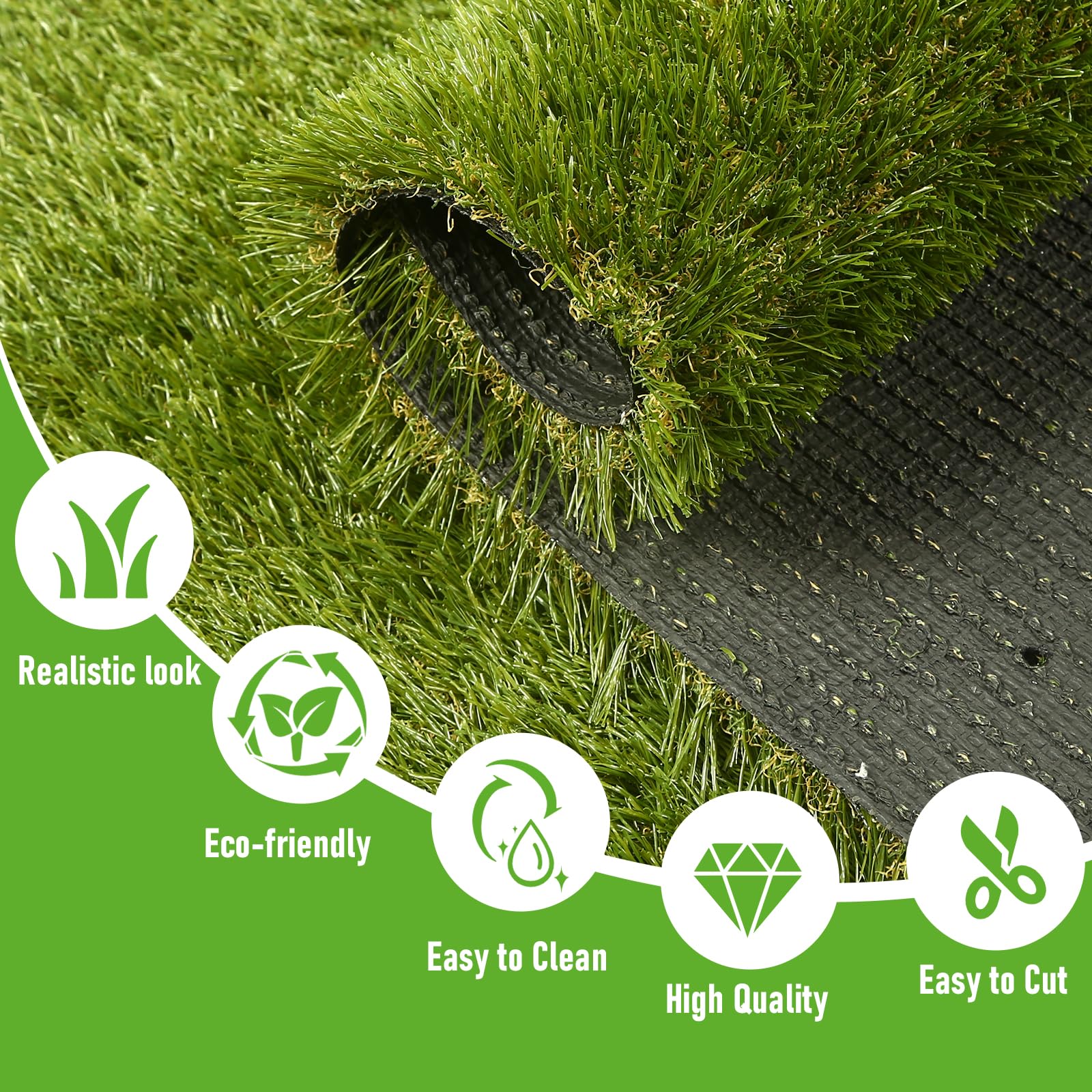 CooRug fake grass delivers vivid green vibes for patios and entryways.