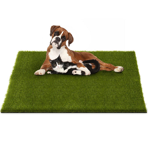 CooRug fake grass on dogs-patio for safe play and a lush surface