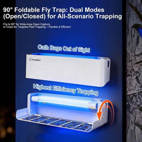Coospider-Repta fly trap sticky-board prominently displayed for simple monitoring.